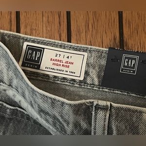 GAP high rise barrel jeans in grey acid wash
